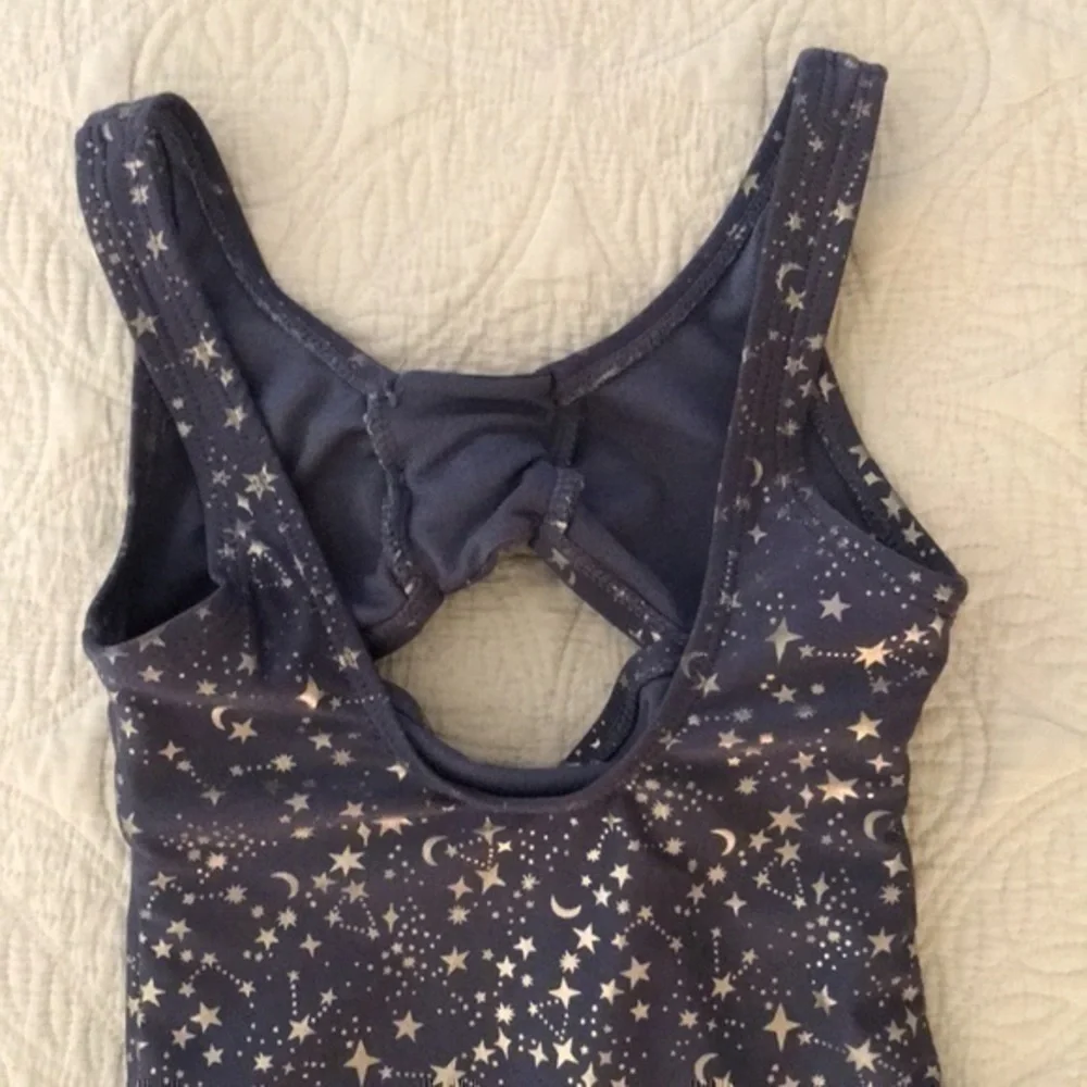 Art class One Piece Girls Swimsuit Grey/Blue Golden Stars Size XS 4/5